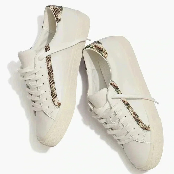 [W9M/M7M]Madewell Sidewalk Low-Top Sneakers in Snake  Embossed Leather - Picture 1 of 11